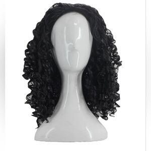 Angelaicos Unisex Wavy Halloween Costume Full Wig Long Dark Black (Men's Wig)A